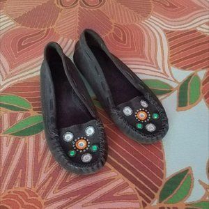 Leather Beaded Moccasins Made in Brazil